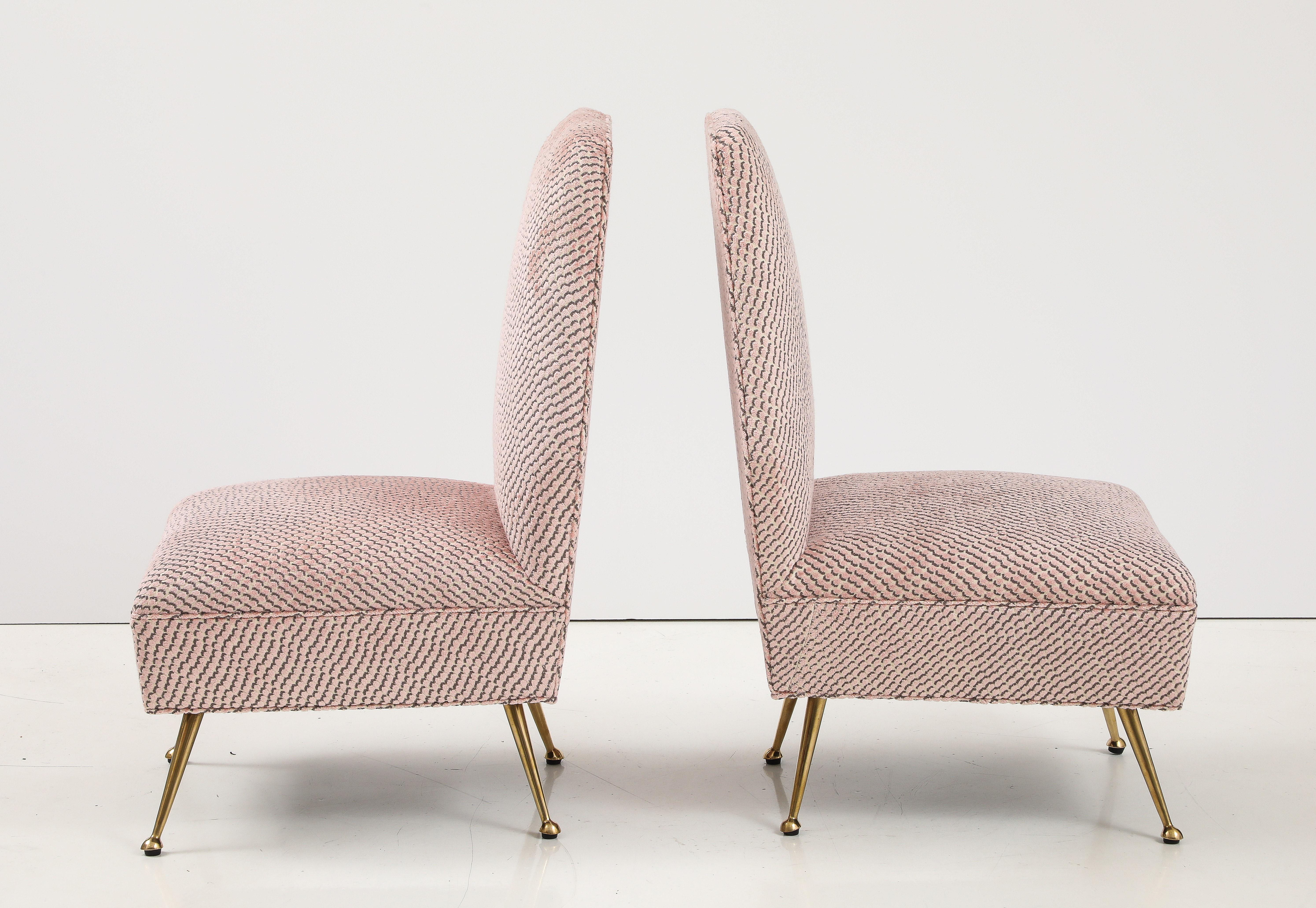Mid-Century Modern Gigi Radice Petite Brass Slipper Chairs 1950's Modern Italian Design For Sale