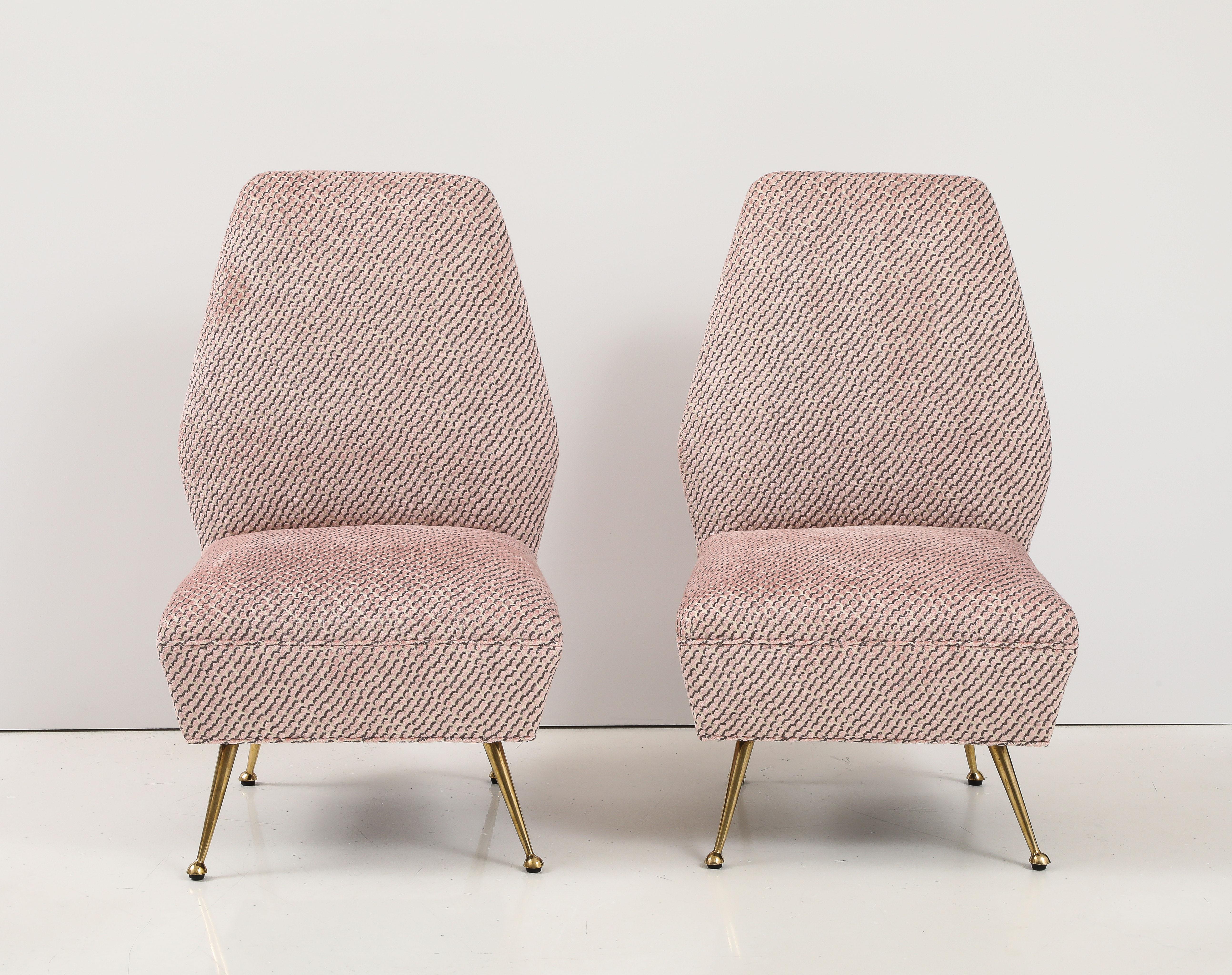 Gigi Radice Petite Brass Slipper Chairs 1950's Modern Italian Design In Good Condition For Sale In New York, NY