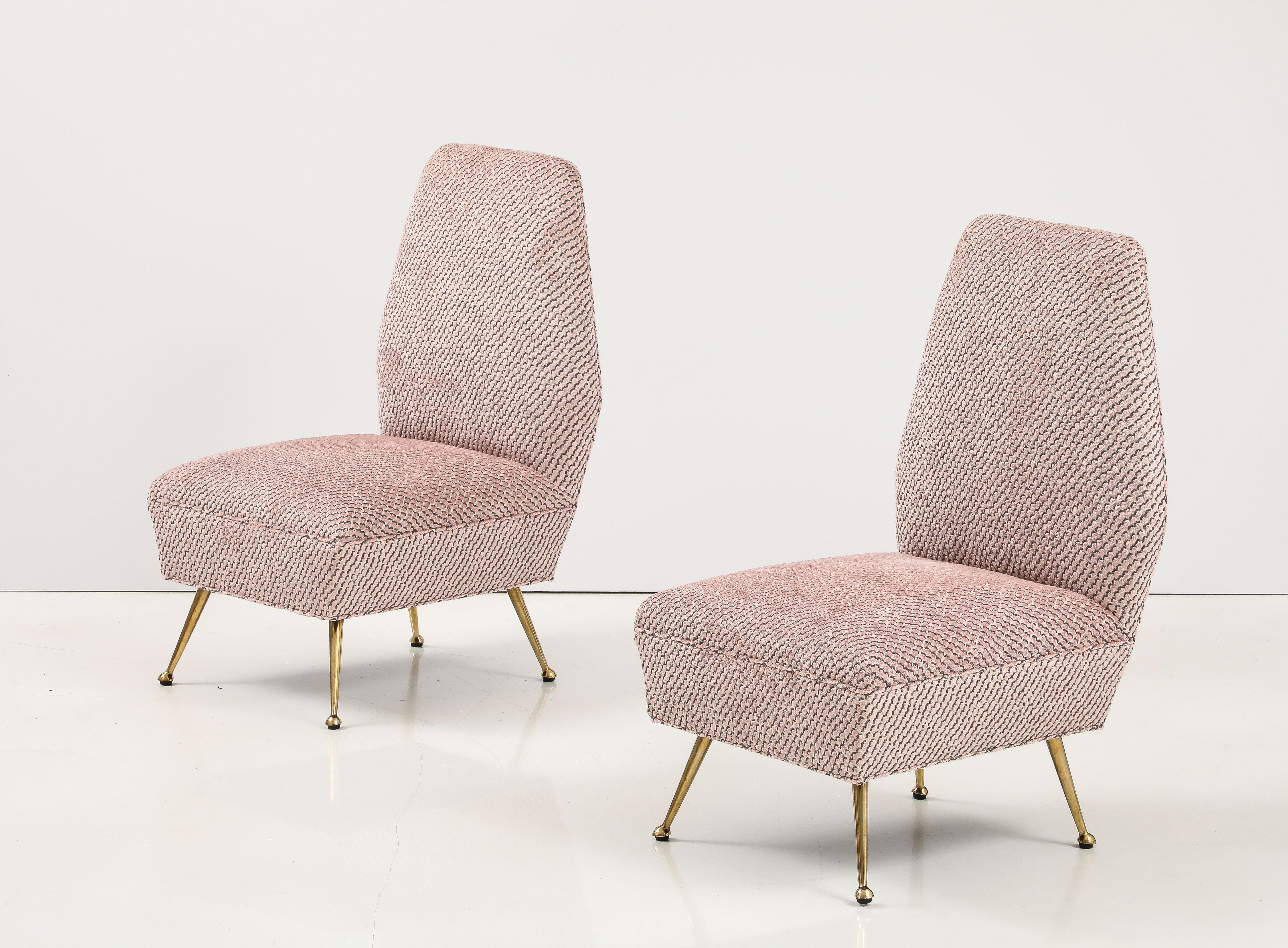 Mid-20th Century Gigi Radice Petite Brass Slipper Chairs 1950's Modern Italian Design For Sale