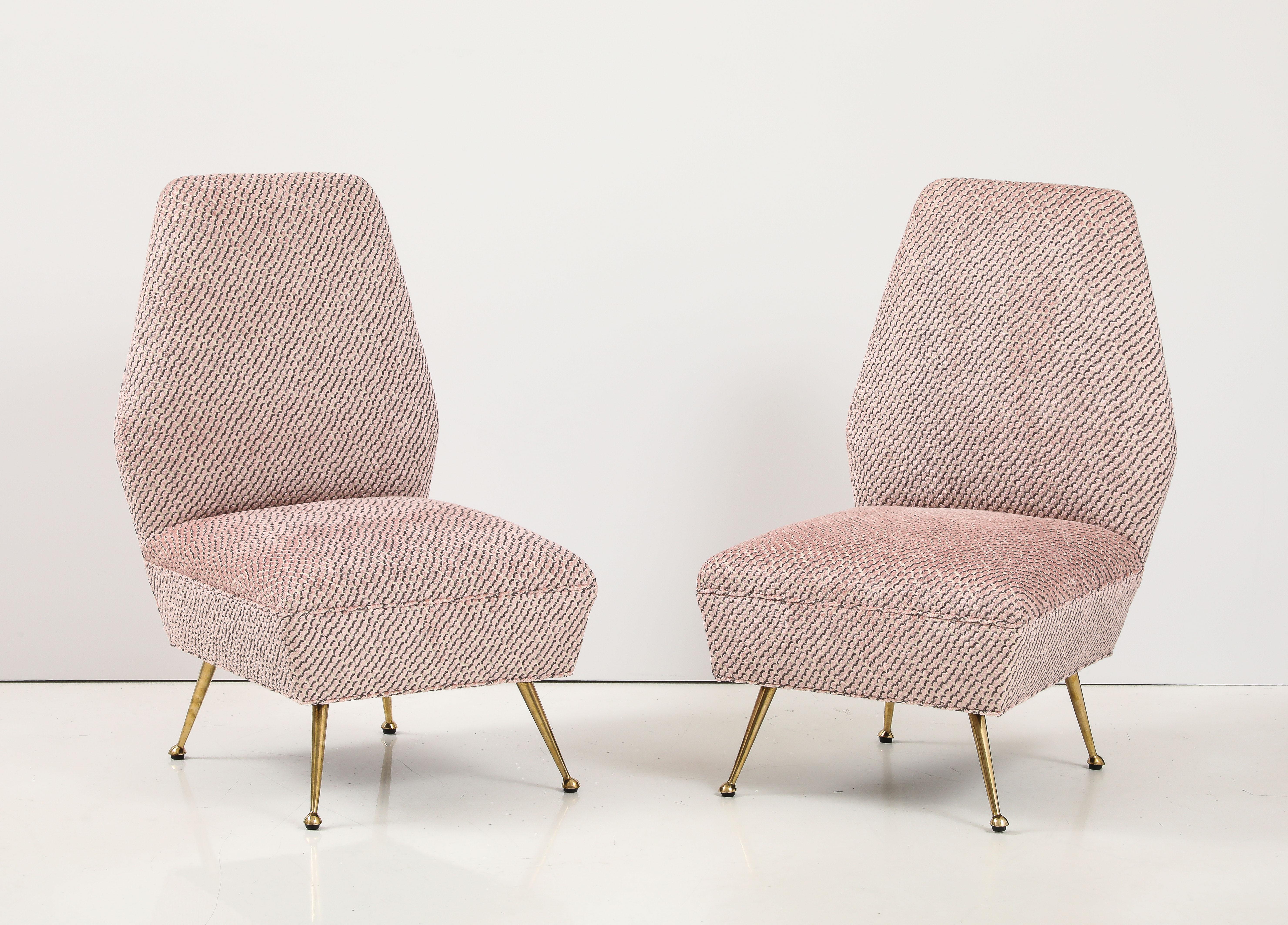 Gigi Radice Petite Brass Slipper Chairs 1950's Modern Italian Design For Sale 2