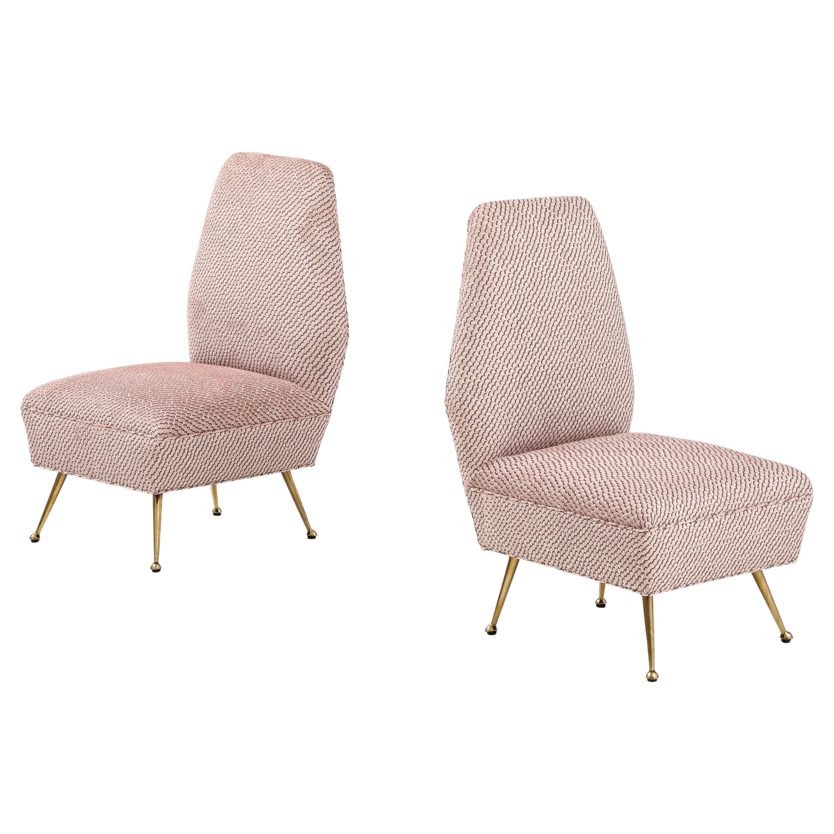 Gigi Radice Petite Brass Slipper Chairs 1950's Modern Italian Design For Sale