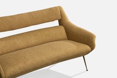 Gigi Radice, Sofa, Fabric, Brass, Italy, 1950s