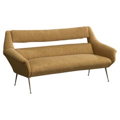 Gigi Radice, Sofa, Fabric, Brass, Italy, 1950s