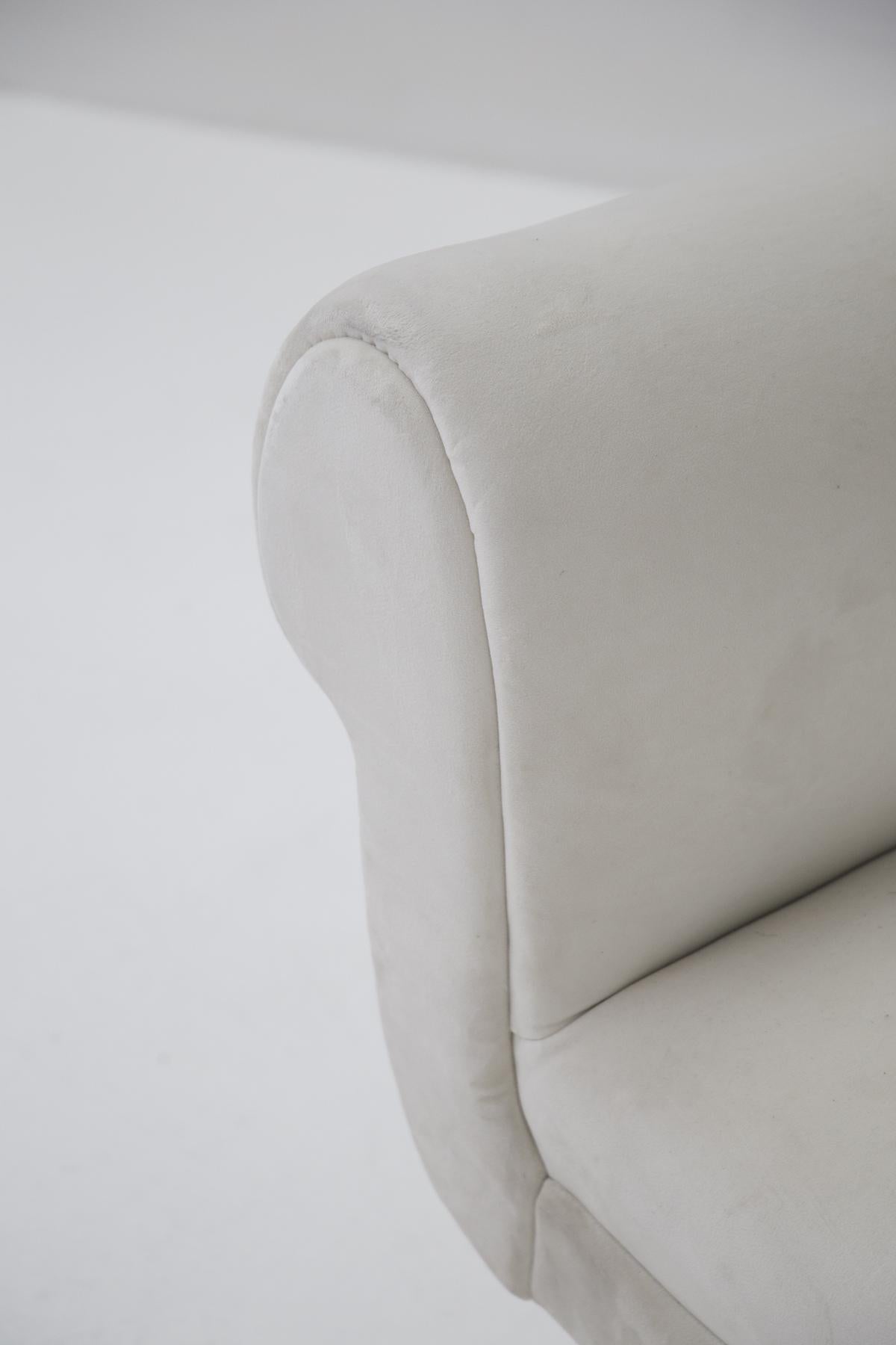 Mid-Century Modern Gigi Radice Vintage Sofa in White Velvet