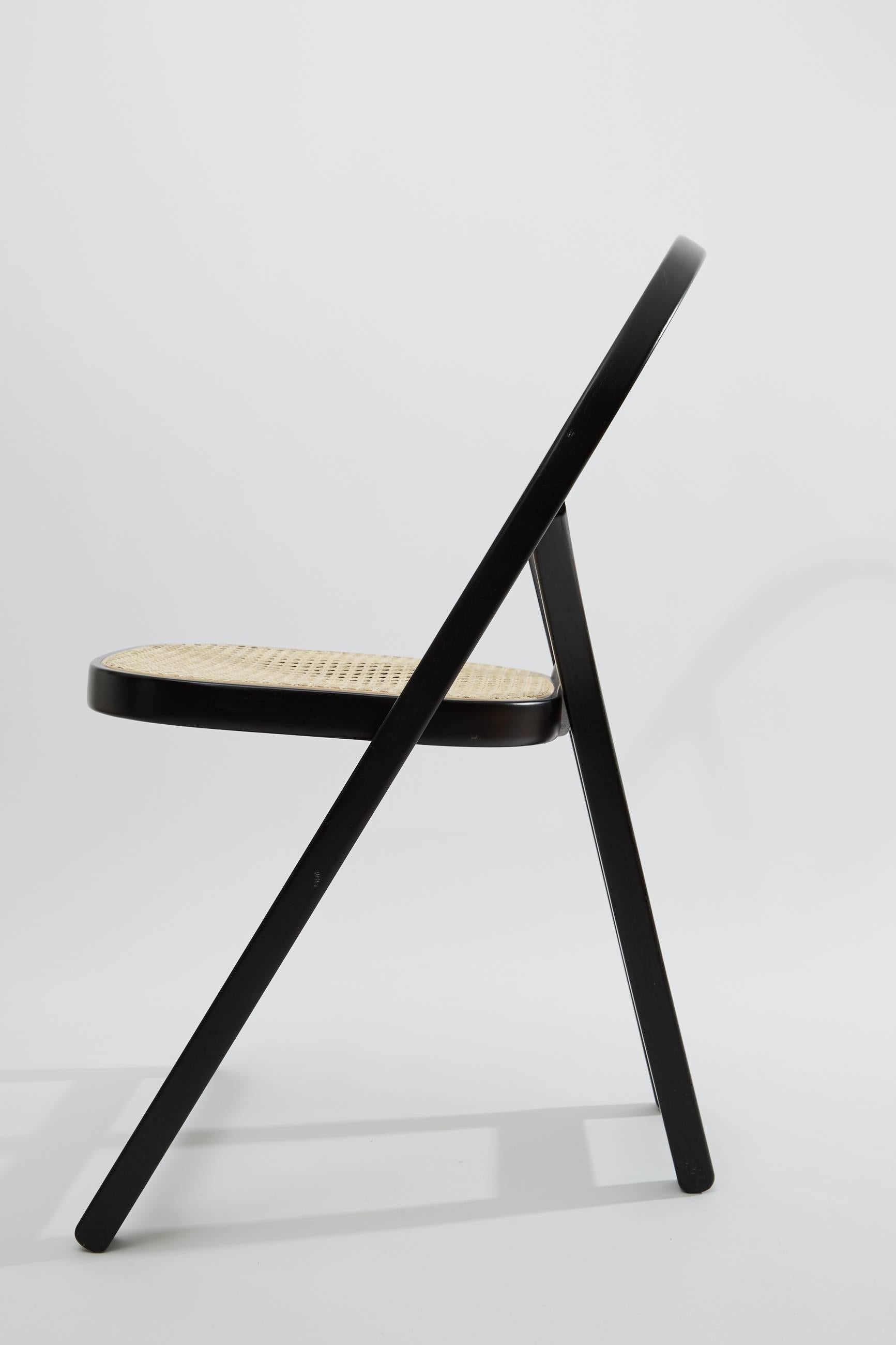 Gigi Sabadin Crassevig Arca Folding Chair in Black Wood and Natural Rattan, 1974 For Sale 5