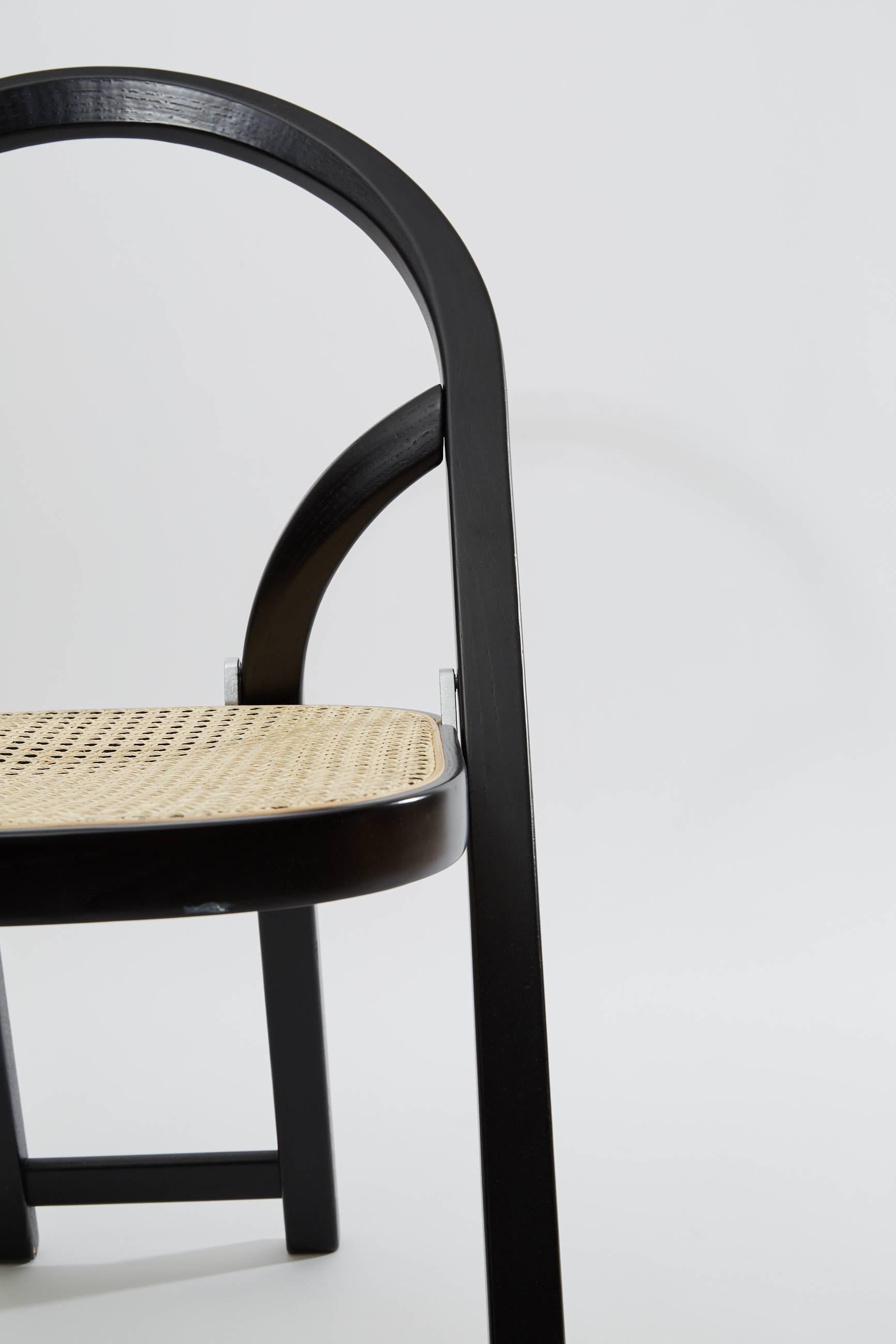 Gigi Sabadin Crassevig Arca Folding Chair in Black Wood and Natural Rattan, 1974 For Sale 2