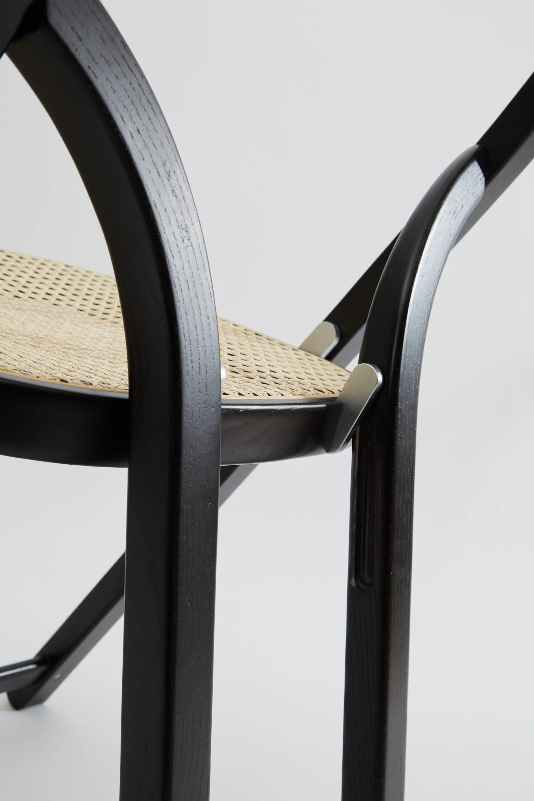 Gigi Sabadin Crassevig Arca Folding Chair in Black Wood and Natural Rattan, 1974 For Sale 3