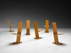 Gigi Sabadin per Emme Set di sei sedie da pranzo 'Pala' in frassino e giunco