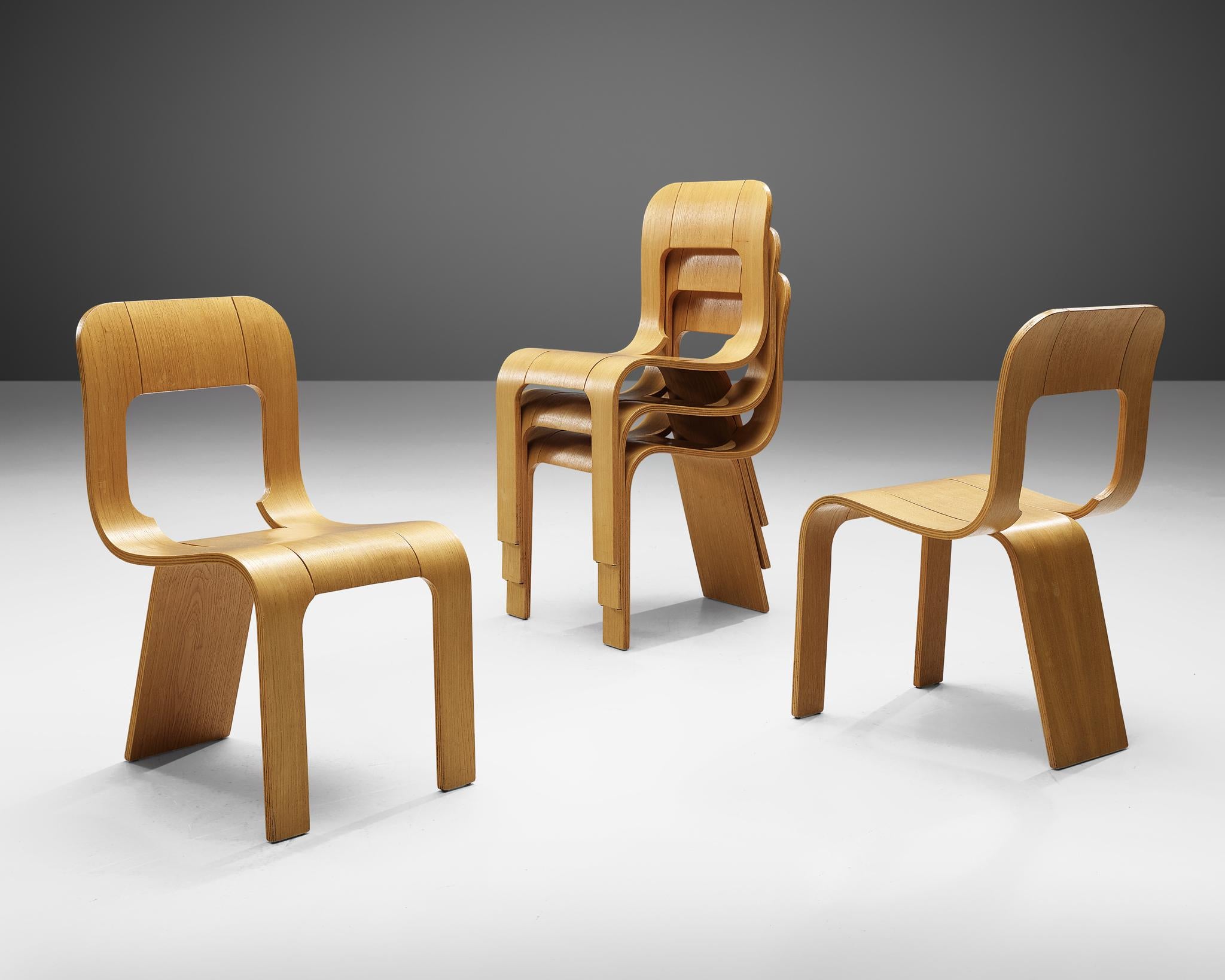 Late 20th Century Gigi Sabadin for Stilwood Set of Six Dining Chairs in Plywood For Sale