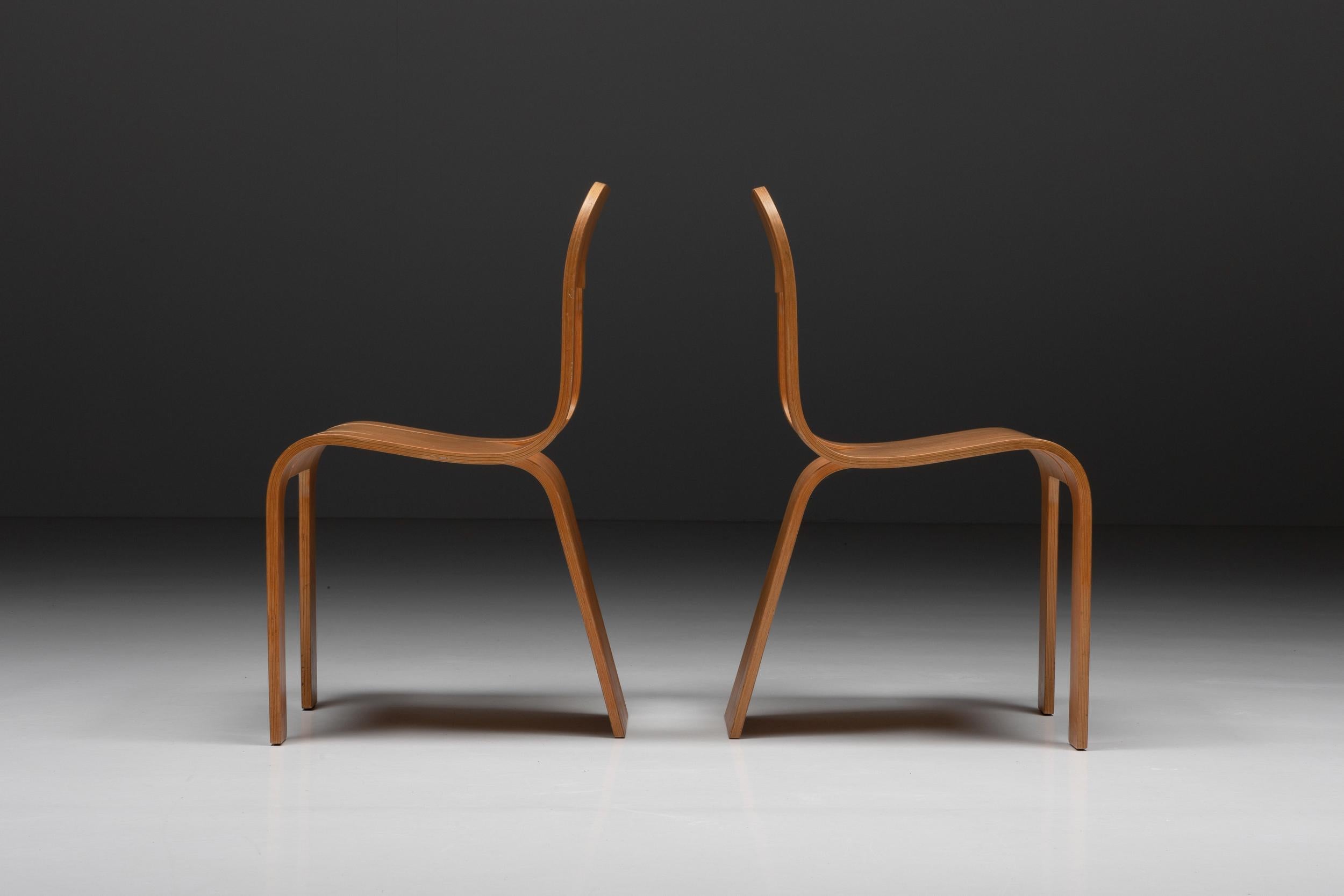 Late 20th Century Gigi Sabadin for Stilwood Chairs in Plywood, Mid-Century Modern 1970s