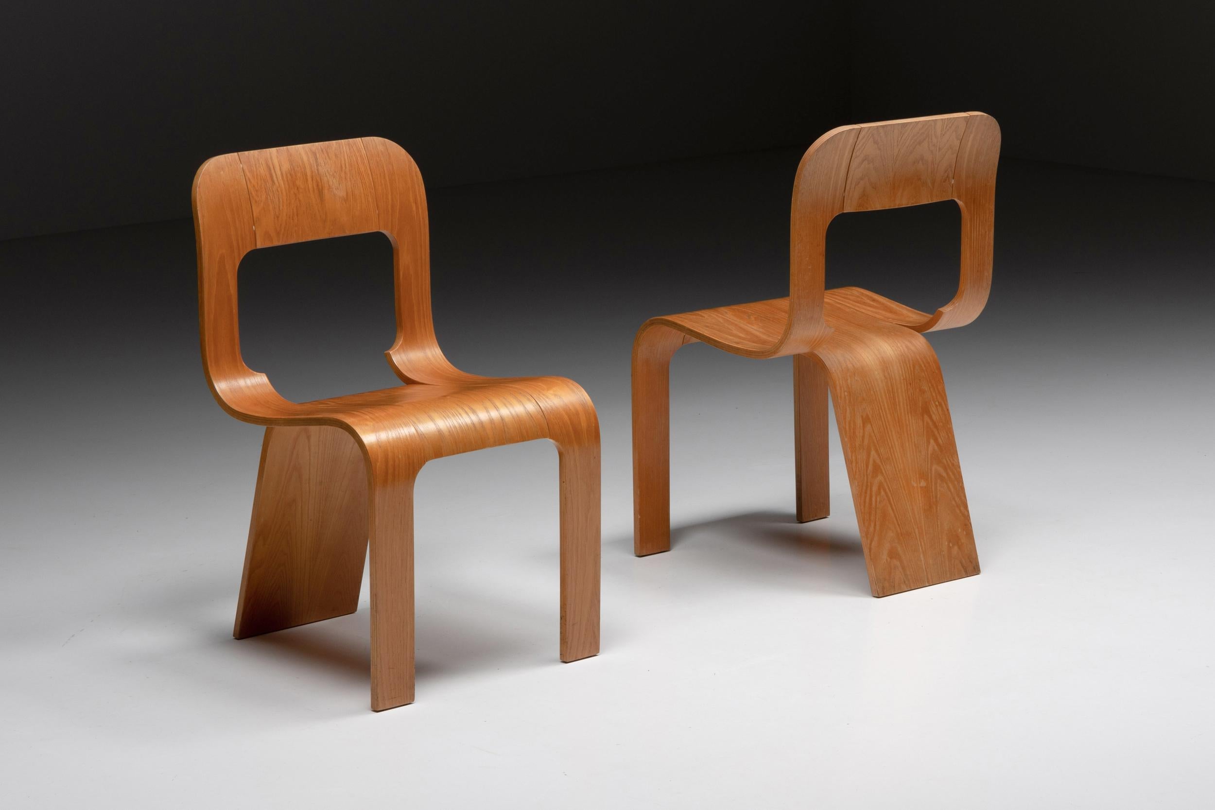 Gigi Sabadin for Stilwood Chairs in Plywood, Mid-Century Modern 1970s 1