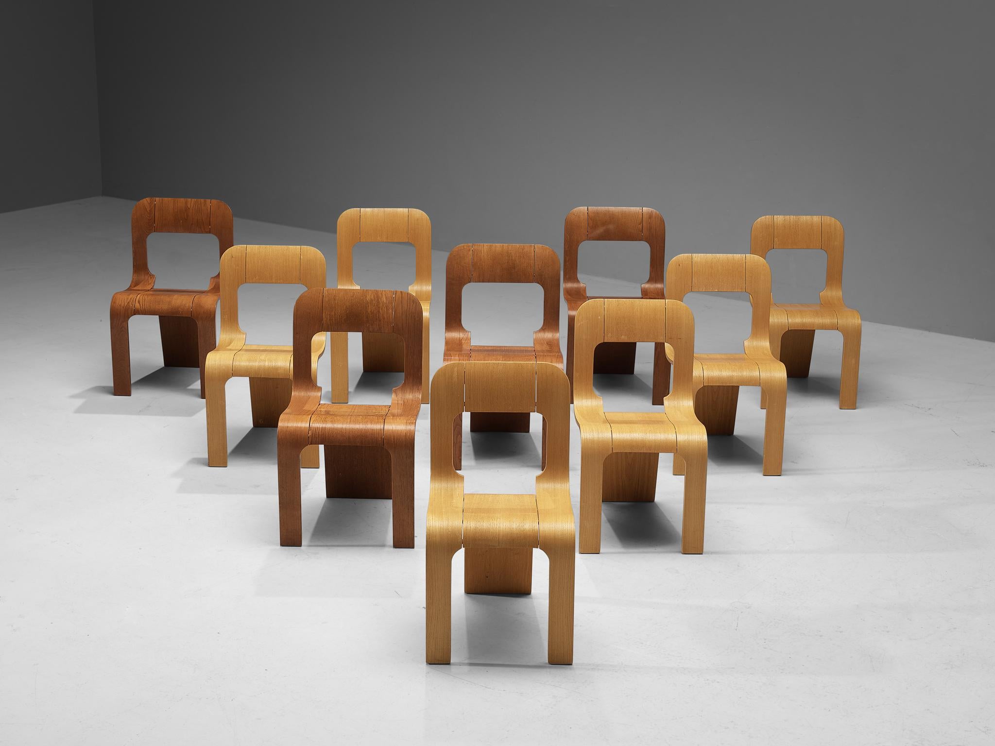 Gigi Sabadin für Stilwood: Zehn-Set Stühle aus Eschenholz und Sperrholz  im Angebot 7