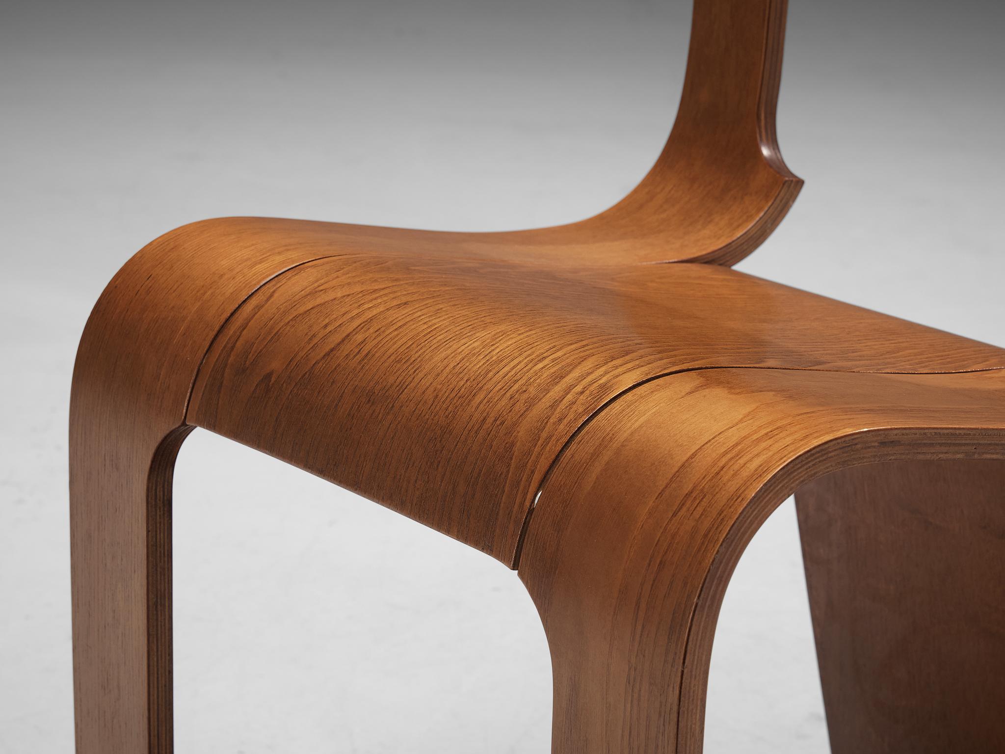 Wood Gigi Sabadin for Stilwood Set of Ten Chairs in Plywood  For Sale