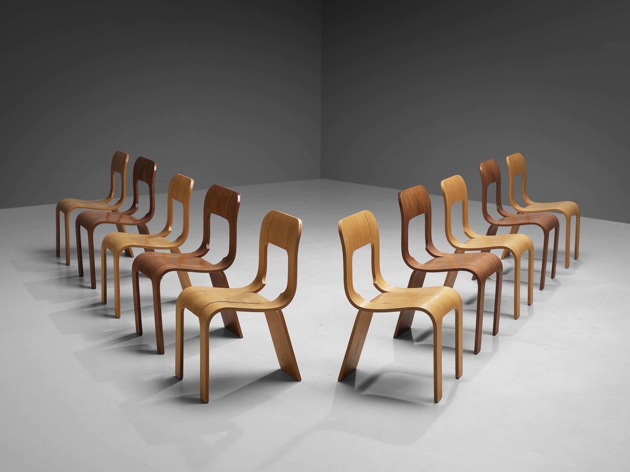 Gigi Sabadin für Stilwood: Zehn-Set Stühle aus Eschenholz und Sperrholz  im Angebot 2