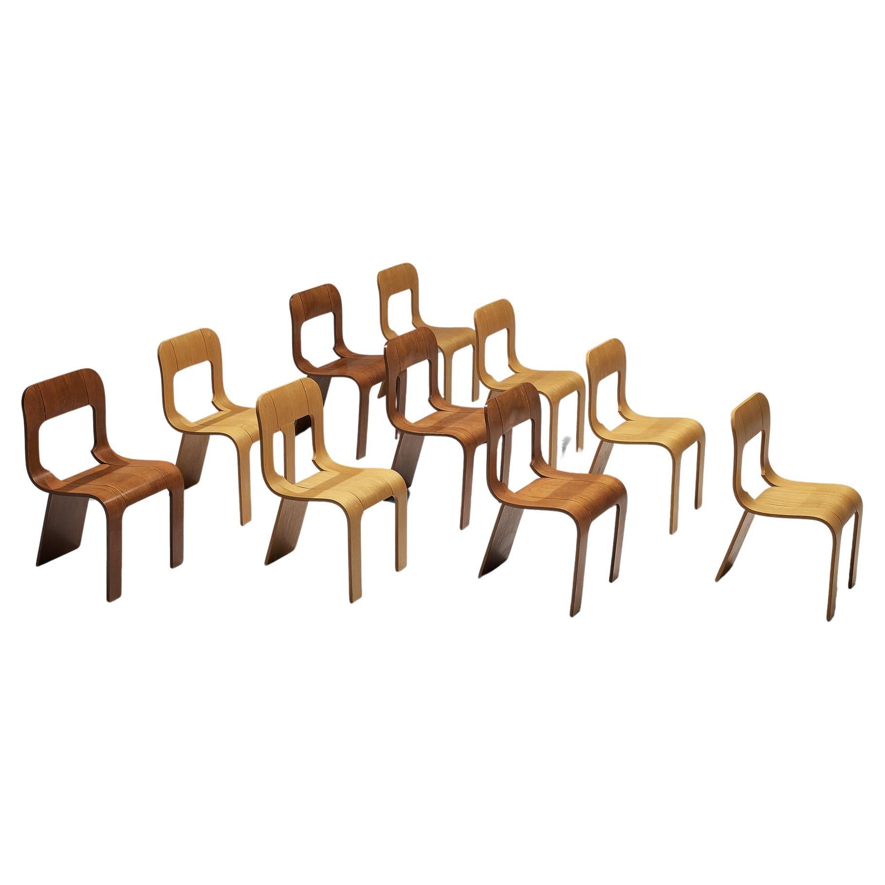 Gigi Sabadin for Stilwood Set of Ten Chairs in Plywood 