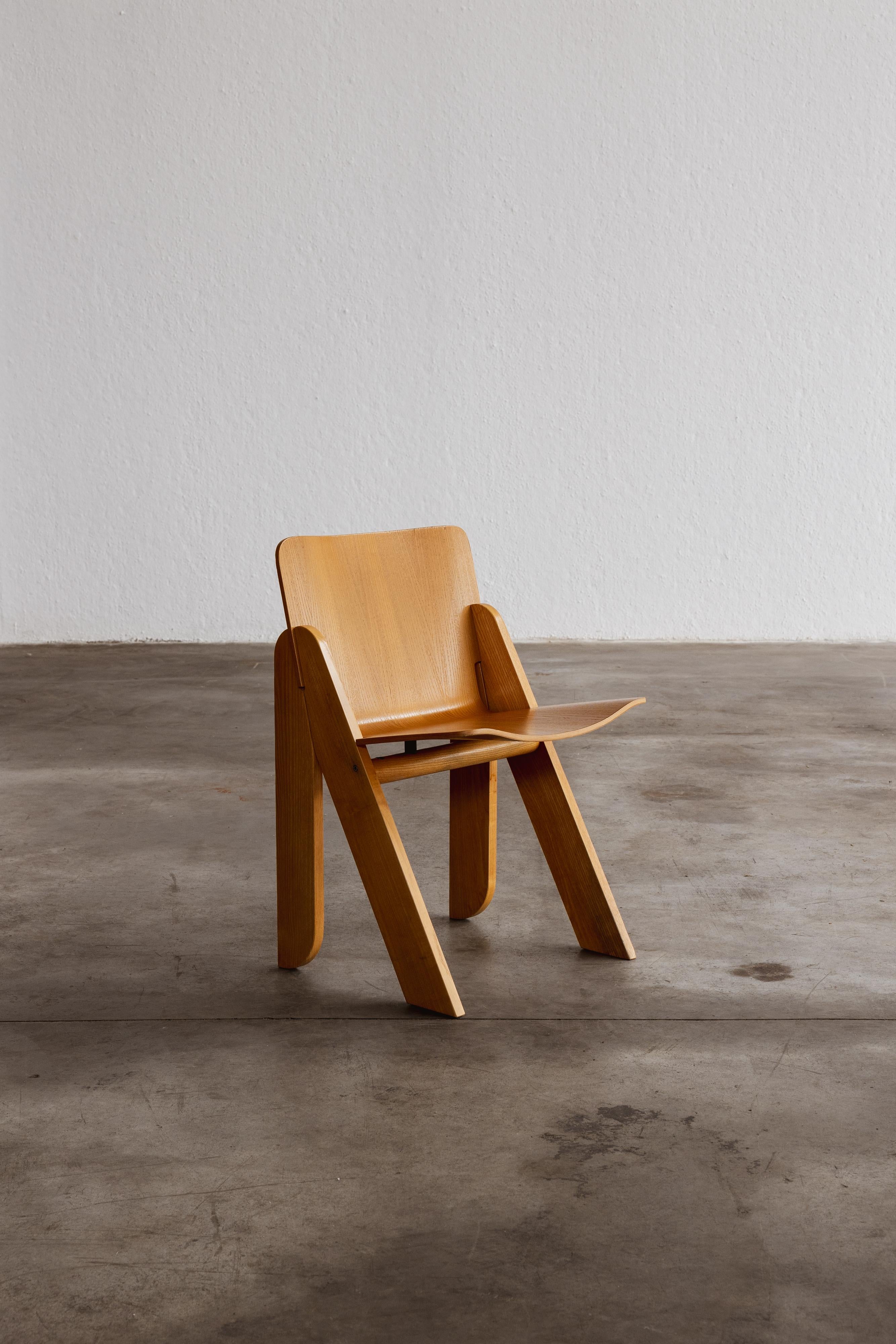 Wood Gigi Sabadin “Peota” Dining Chair, 1971 For Sale