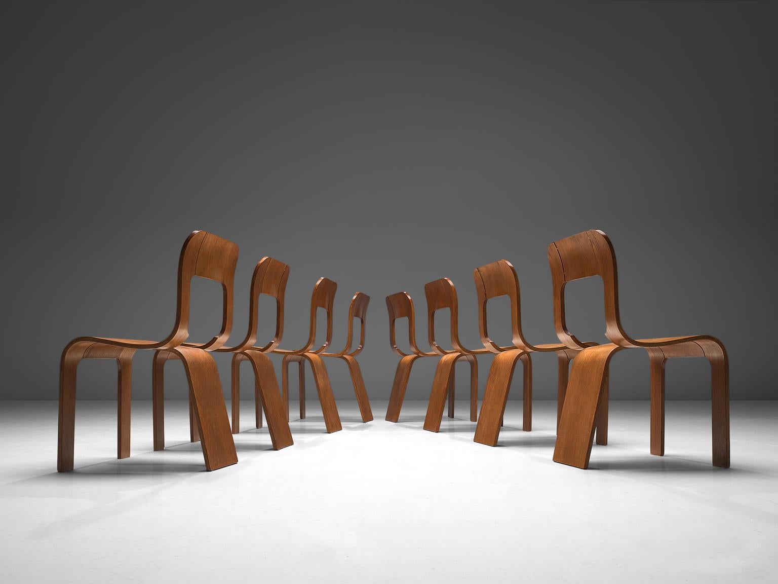 Mid-Century Modern Gigi Sabadin Set of Eight Stackable Chairs