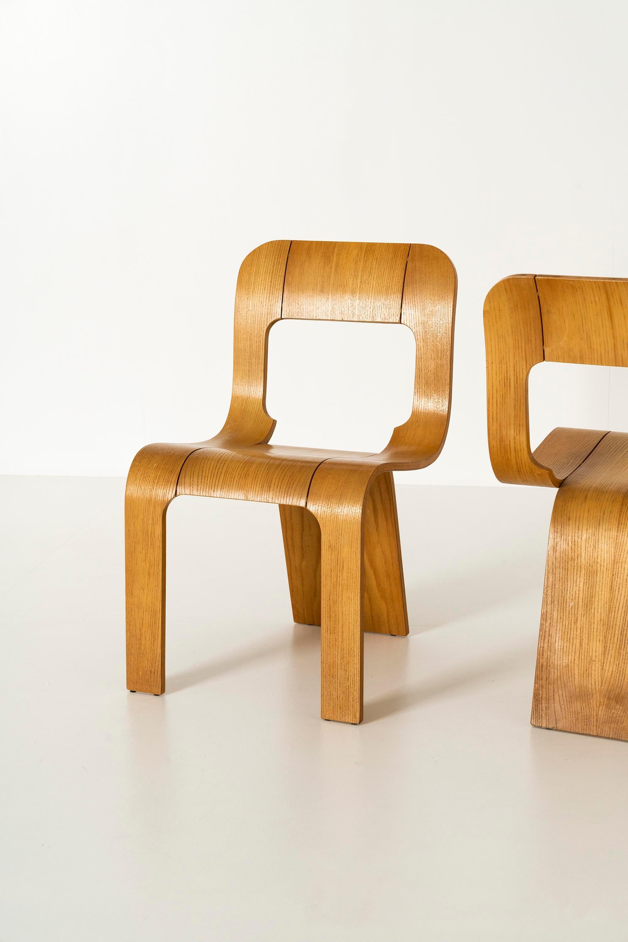 Gigi Sabadin, Set of Four Stackable Chairs for Stilwood, Italy, ca 1973 In Good Condition In Hellouw, NL