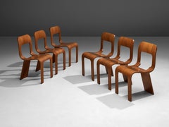 Gigi Sabadin Set of Six Stackable Chairs in Ash and Plywood