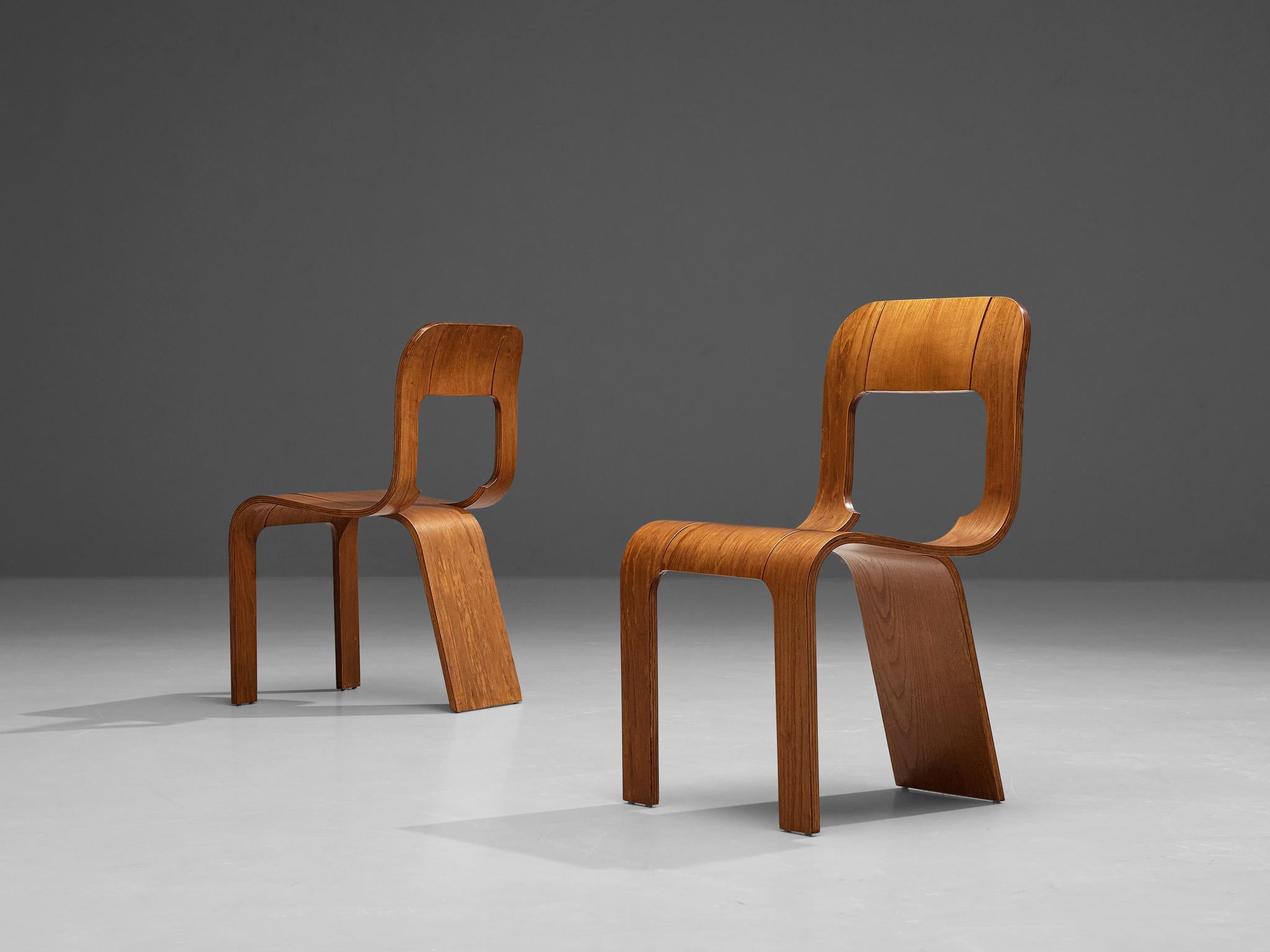 Gigi Sabadin Set of Six Stackable Chairs in Ash and Plywood 1
