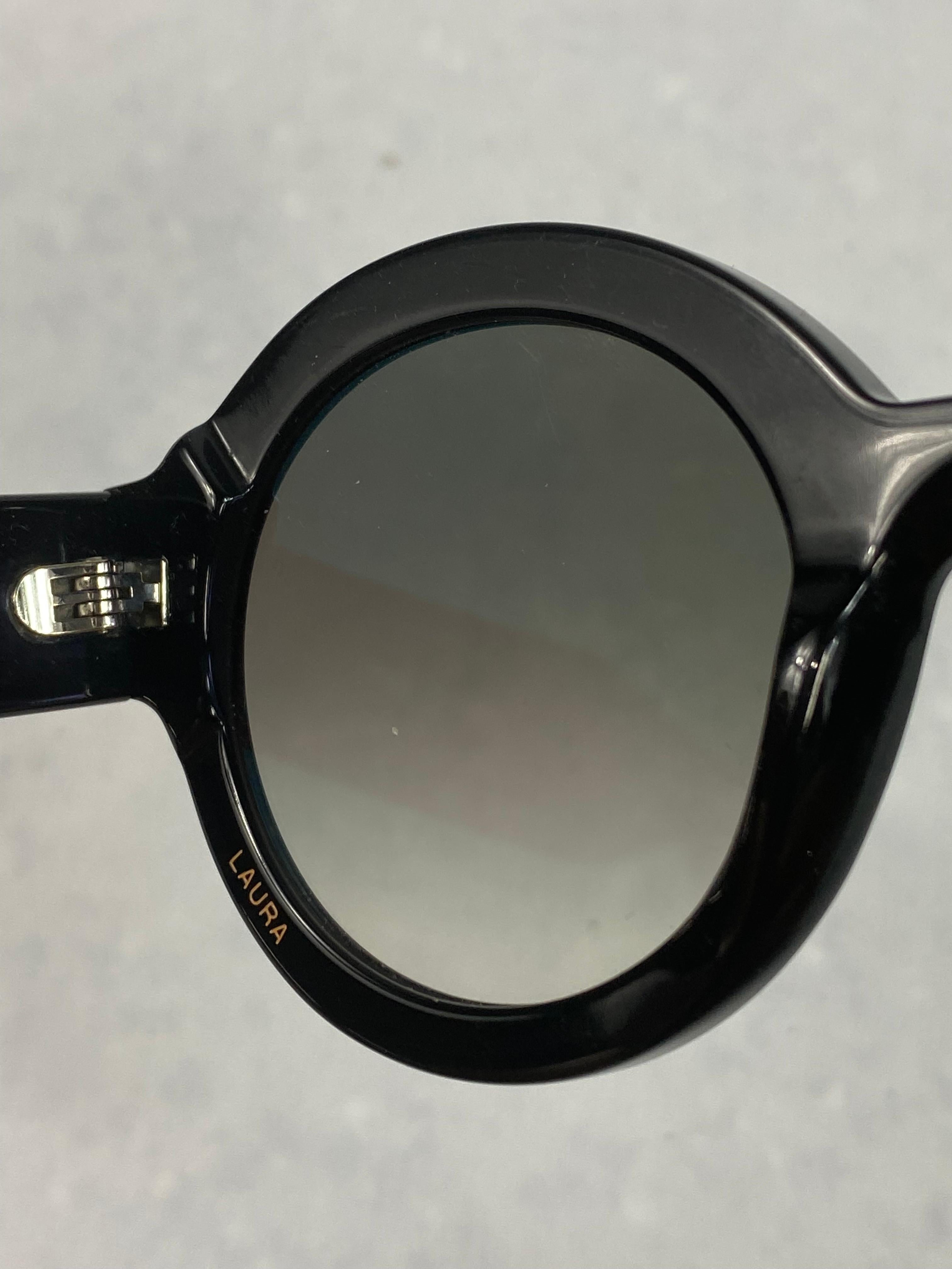GIGI Studios Black Round Laura Sunglasses In Excellent Condition In Beverly Hills, CA