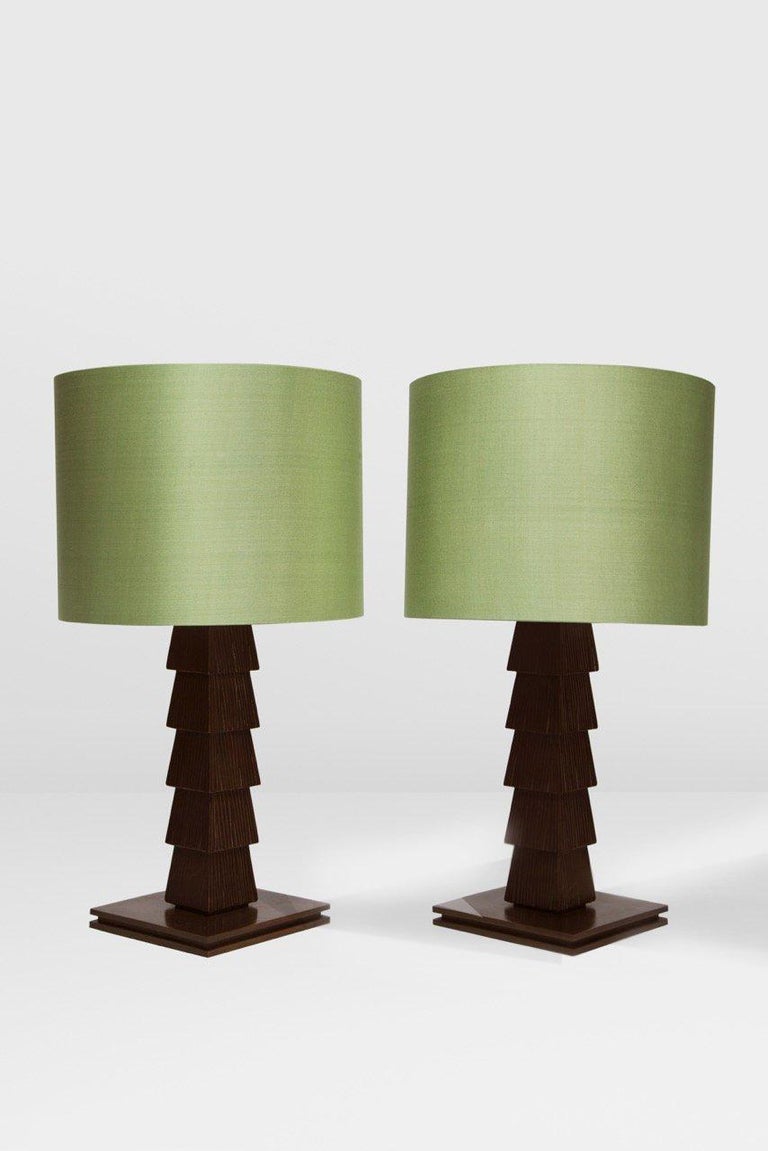 Gigi Table Lamp by Francis Sultana, Bronze and Silk Shade For Sale at