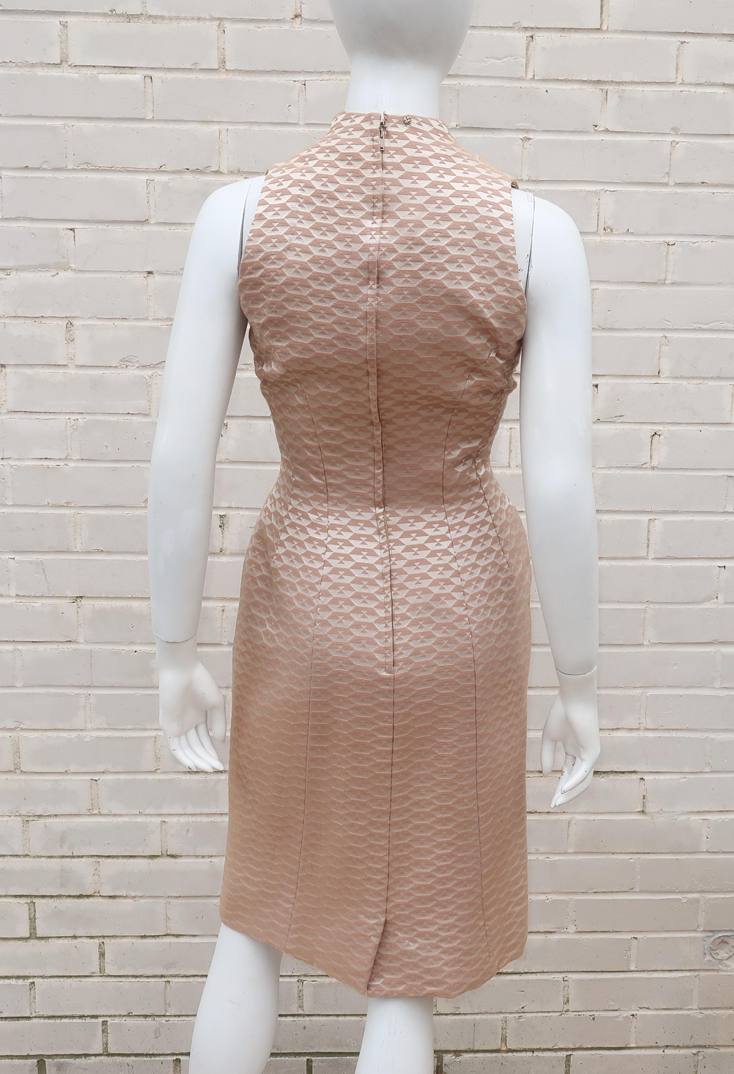 GiGi Young Champagne Brocade Cocktail Dress, C.1960 2