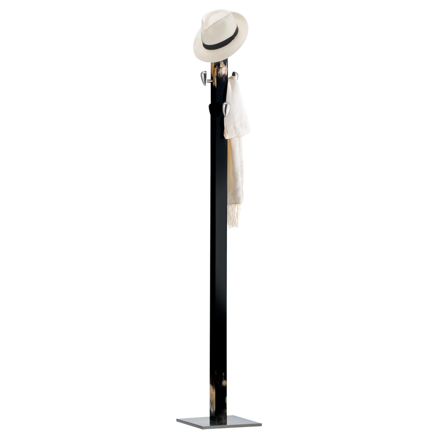 Giglio Coat Stand in Black Lacquered Wood with Corno Italiano Inlays, Mod. 1432s For Sale