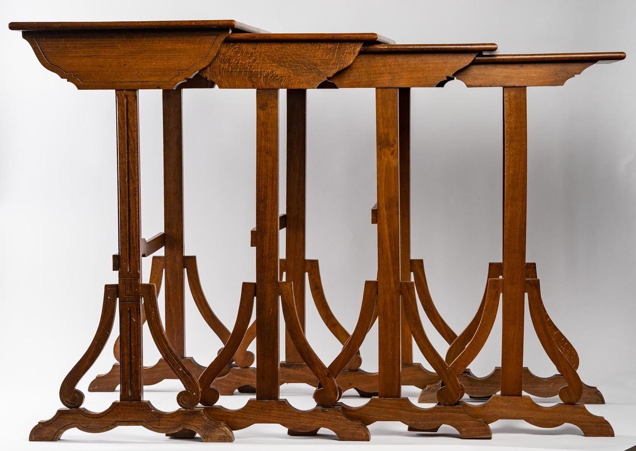 Beechwood Gigognes tables by 4 by Emile Gallé (1846 - 1904)
Measures: H: 70 cm, W: 57 cm, D: 38 cm.
 
