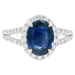 GII Certified 1.75 Carat Blue Diamond Ring