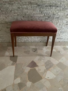 GiIO PONTI - Walnut bench, pink velvet - Made in ITALY 1940s