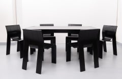 Gijs Bakker 6 Strip Chairs and Dining Table Dining Set, 1970s