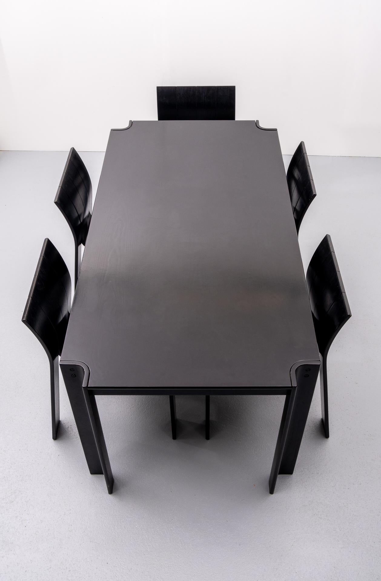 Modern Gijs Bakker 6 Strip Chairs and Dining Table Dining Set, 1970s