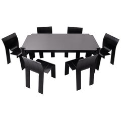 Gijs Bakker 6 Strip Chairs and Dining Table Dining Set, 1970s