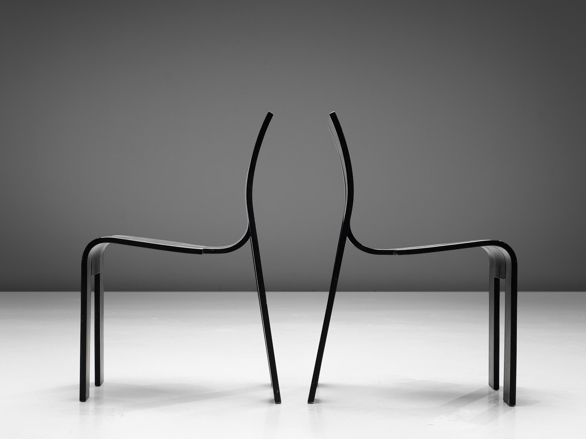 Dutch Gijs Bakker Black 'Strip' Chairs