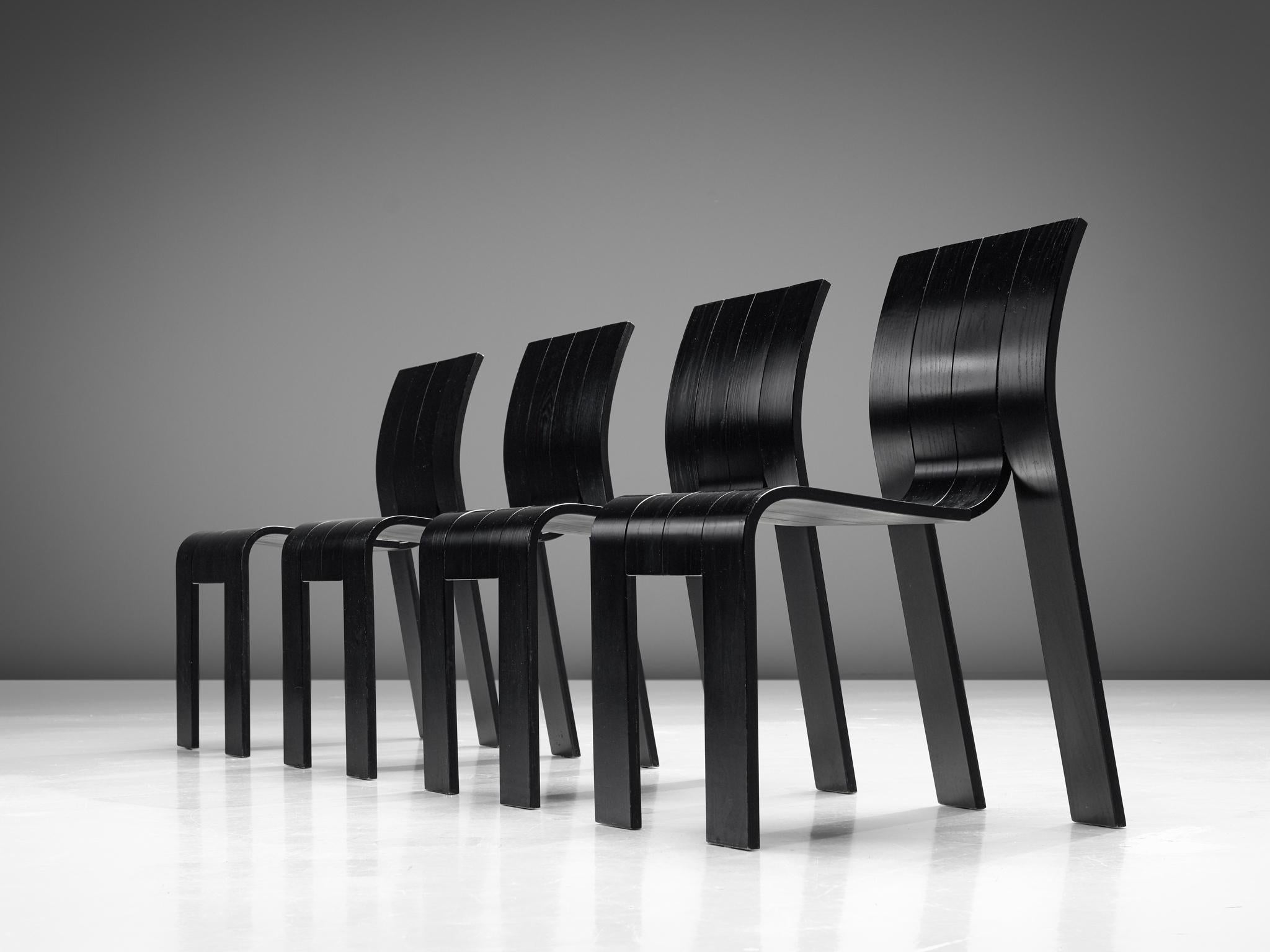 Gijs Bakker Black 'Strip' Chairs In Good Condition In Waalwijk, NL