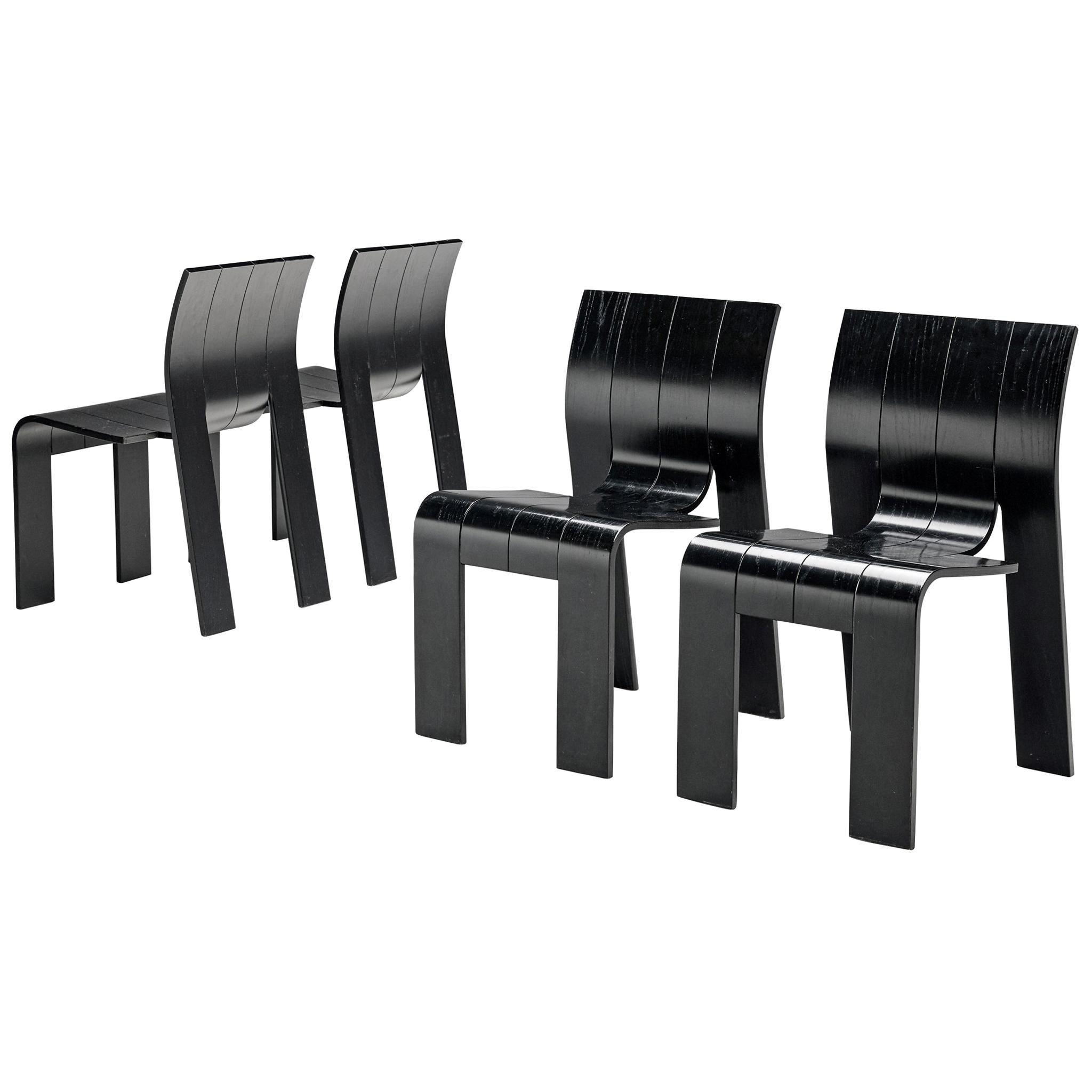 Gijs Bakker Black 'Strip' Chairs