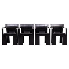Gijs Bakker Black Strip chairs with Armrest 1970s Holland