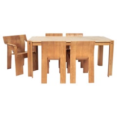 Gijs Bakker Dutch Bent Plywood Strip Set dining Room table Chairs for Castelijn