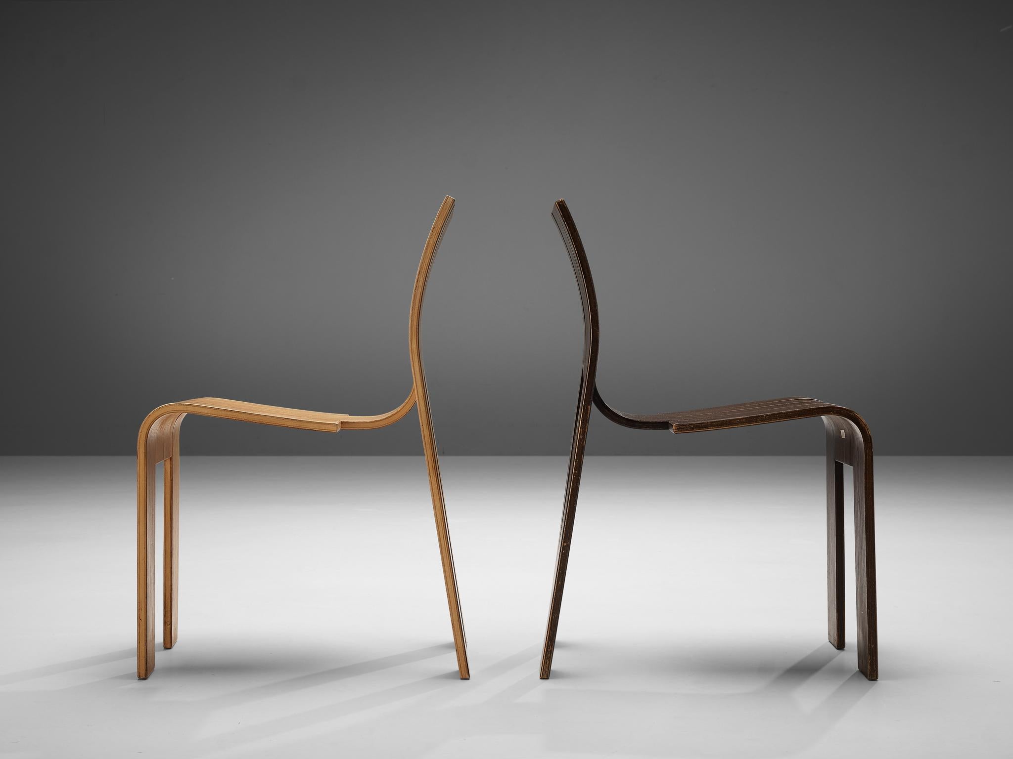 Gijs Bakker for Castelijn Bicolor Set of 12 'Strip' Dining Chairs 4