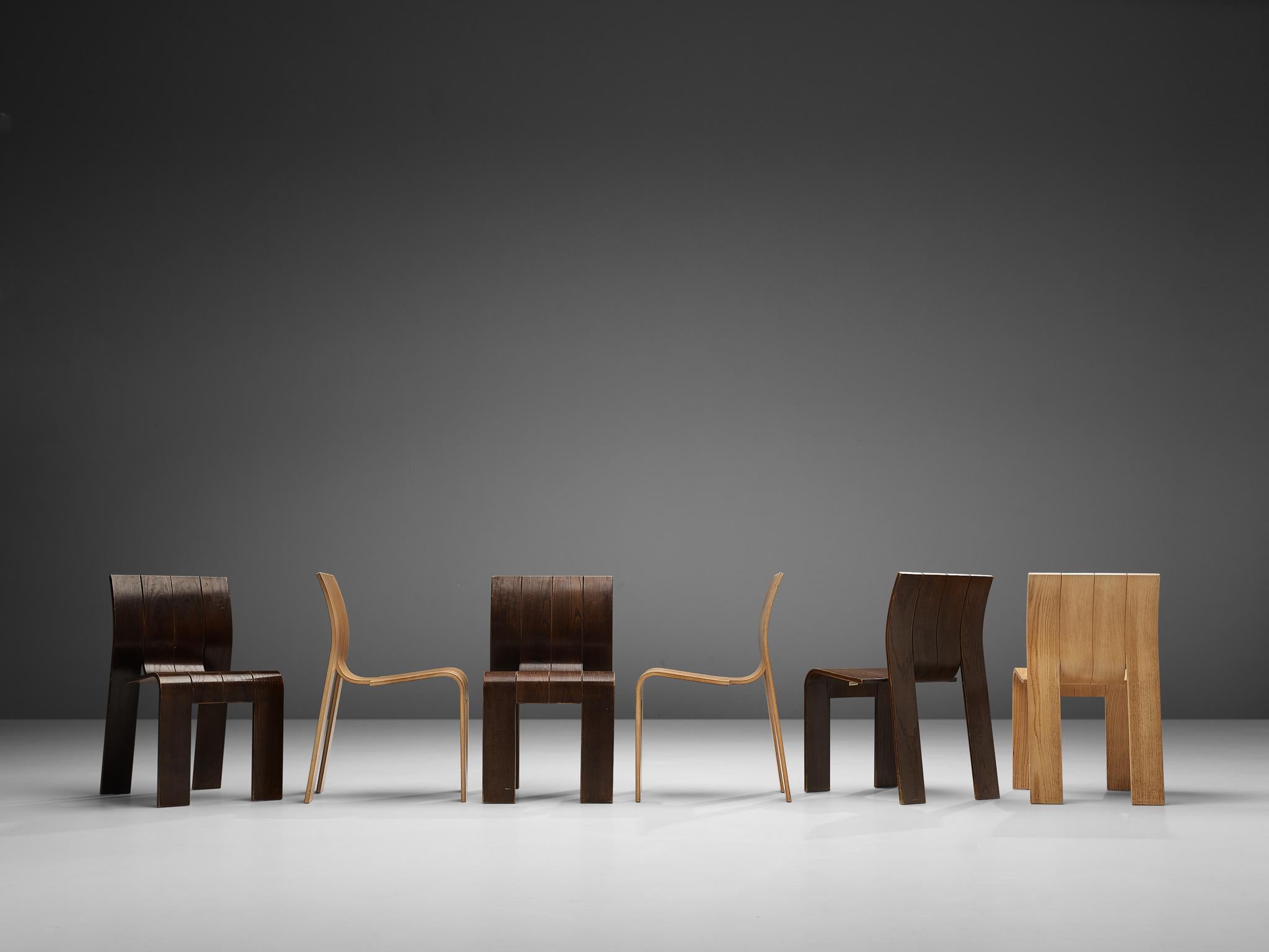 Mid-Century Modern Gijs Bakker for Castelijn Bicolor Set of 12 'Strip' Dining Chairs