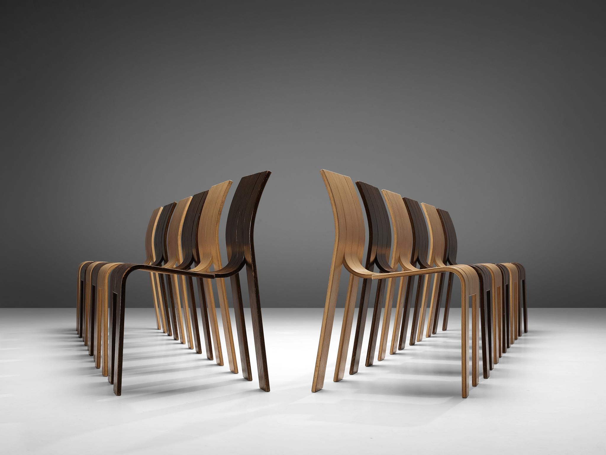 Gijs Bakker for Castelijn Bicolor Set of 12 'Strip' Dining Chairs 1