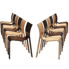 Gijs Bakker for Castelijn Bicolor Set of 12 'Strip' Dining Chairs