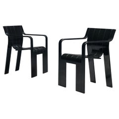 Gijs Bakker for Castelijn Pair of Black 'Strip' Armchairs