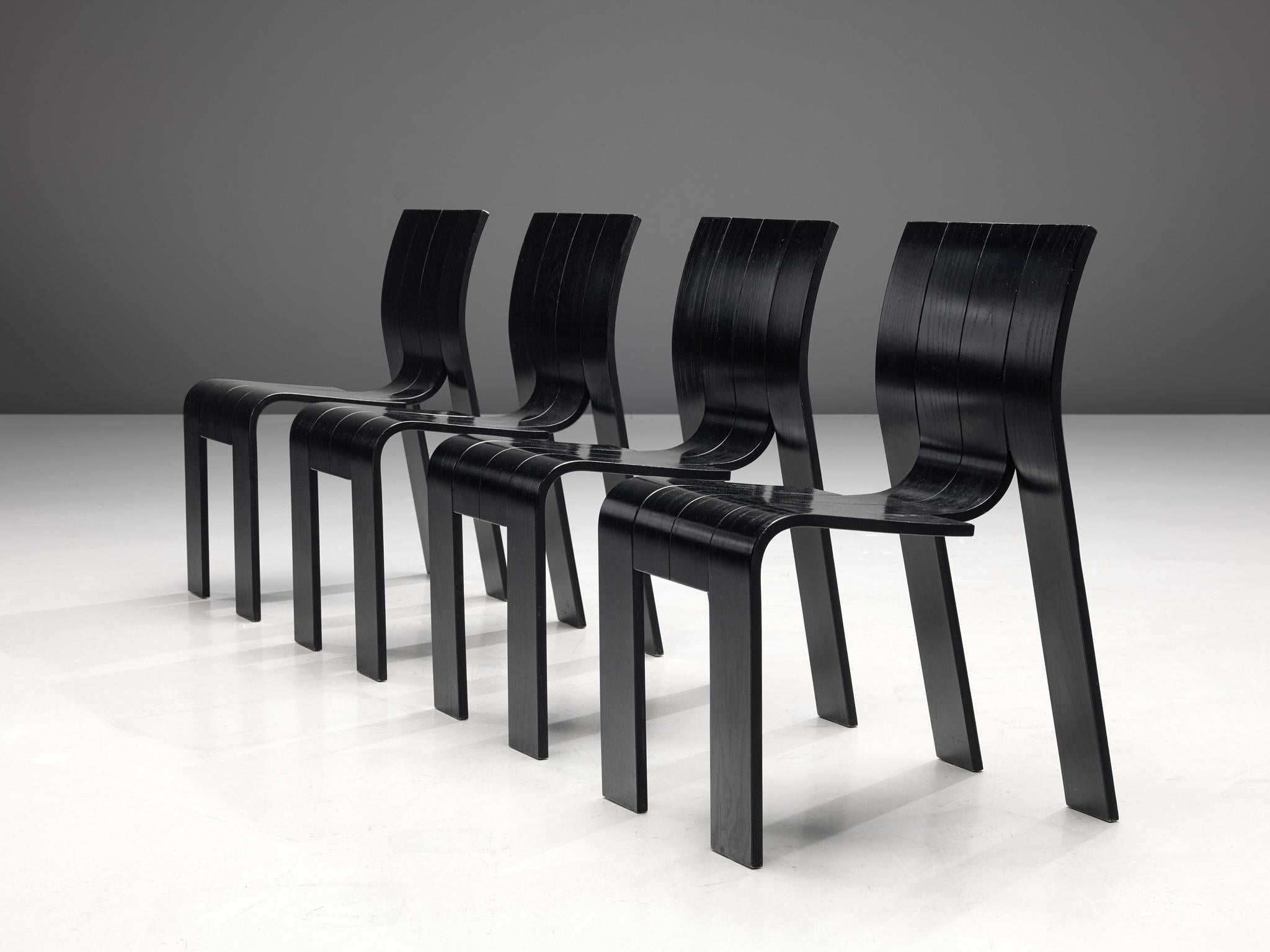 Dutch Gijs Bakker for Castelijn Set of Four 'Strip' Dining Chairs