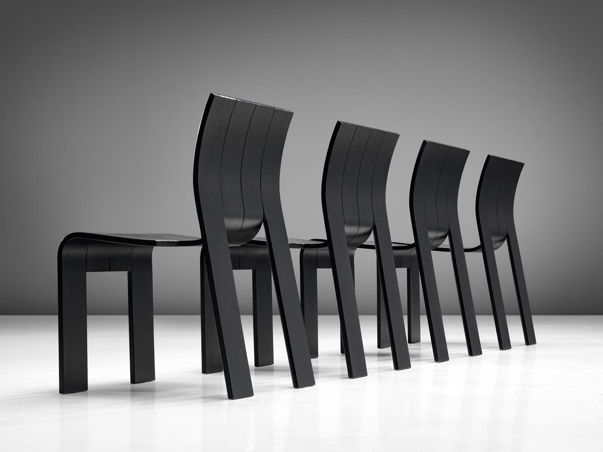 Late 20th Century Gijs Bakker for Castelijn Set of Four 'Strip' Dining Chairs