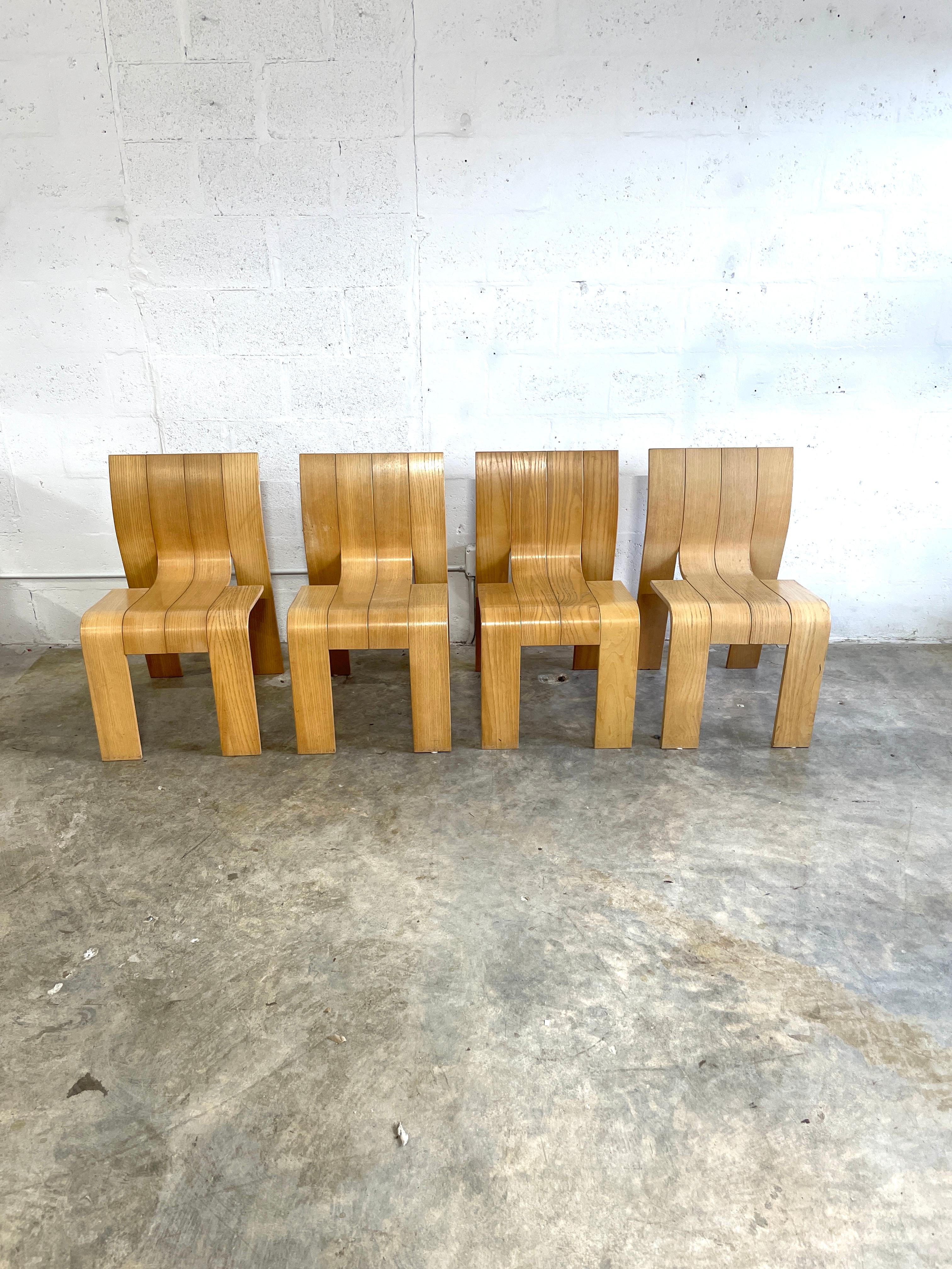 Scandinavian Modern Gijs Bakker for Castelijn “Strip” Dining Chairs Mid Century Modern