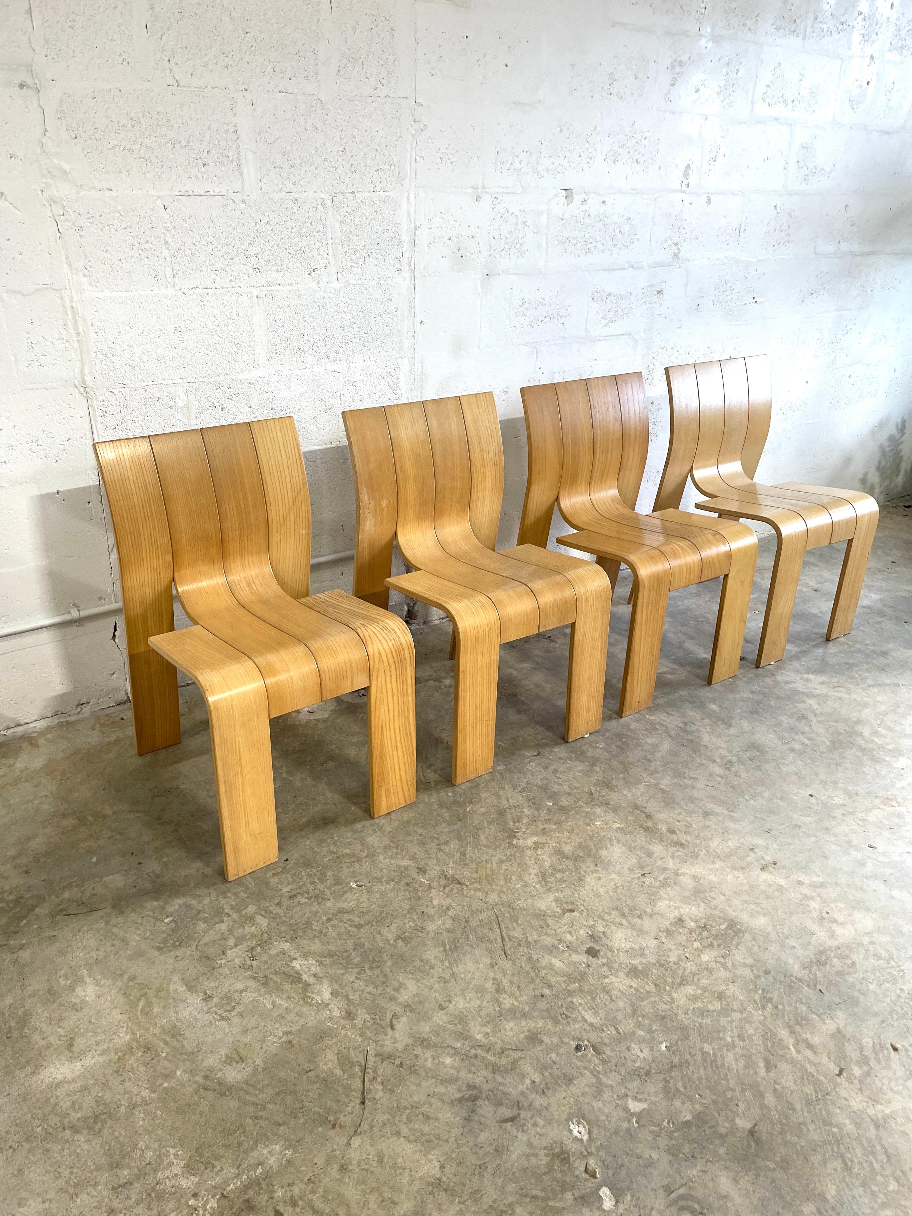 Dutch Gijs Bakker for Castelijn “Strip” Dining Chairs Mid Century Modern
