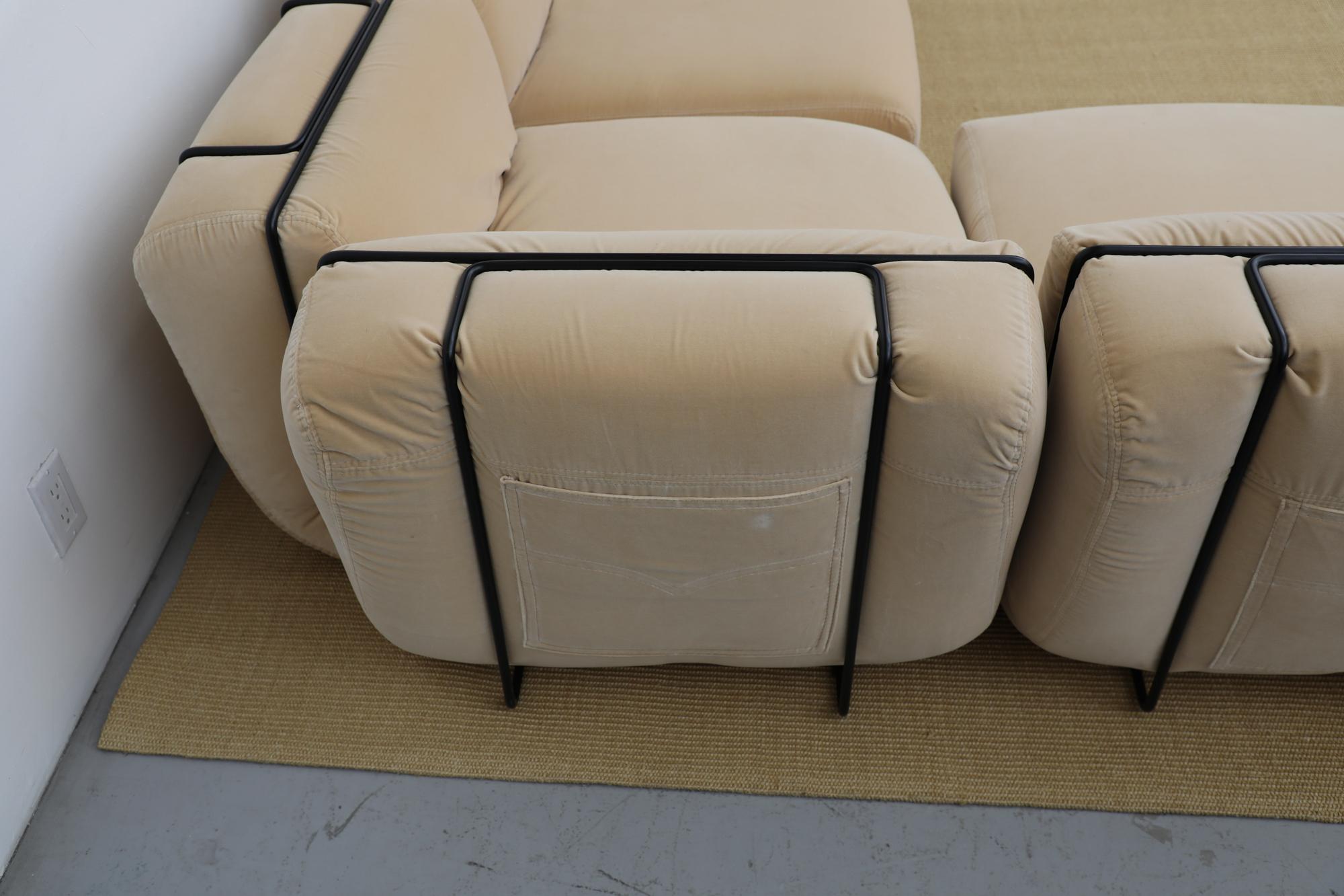 Gijs Bakker Levis Sectional Sofa for Castelijn in Vanilla Velvet In Good Condition In Los Angeles, CA