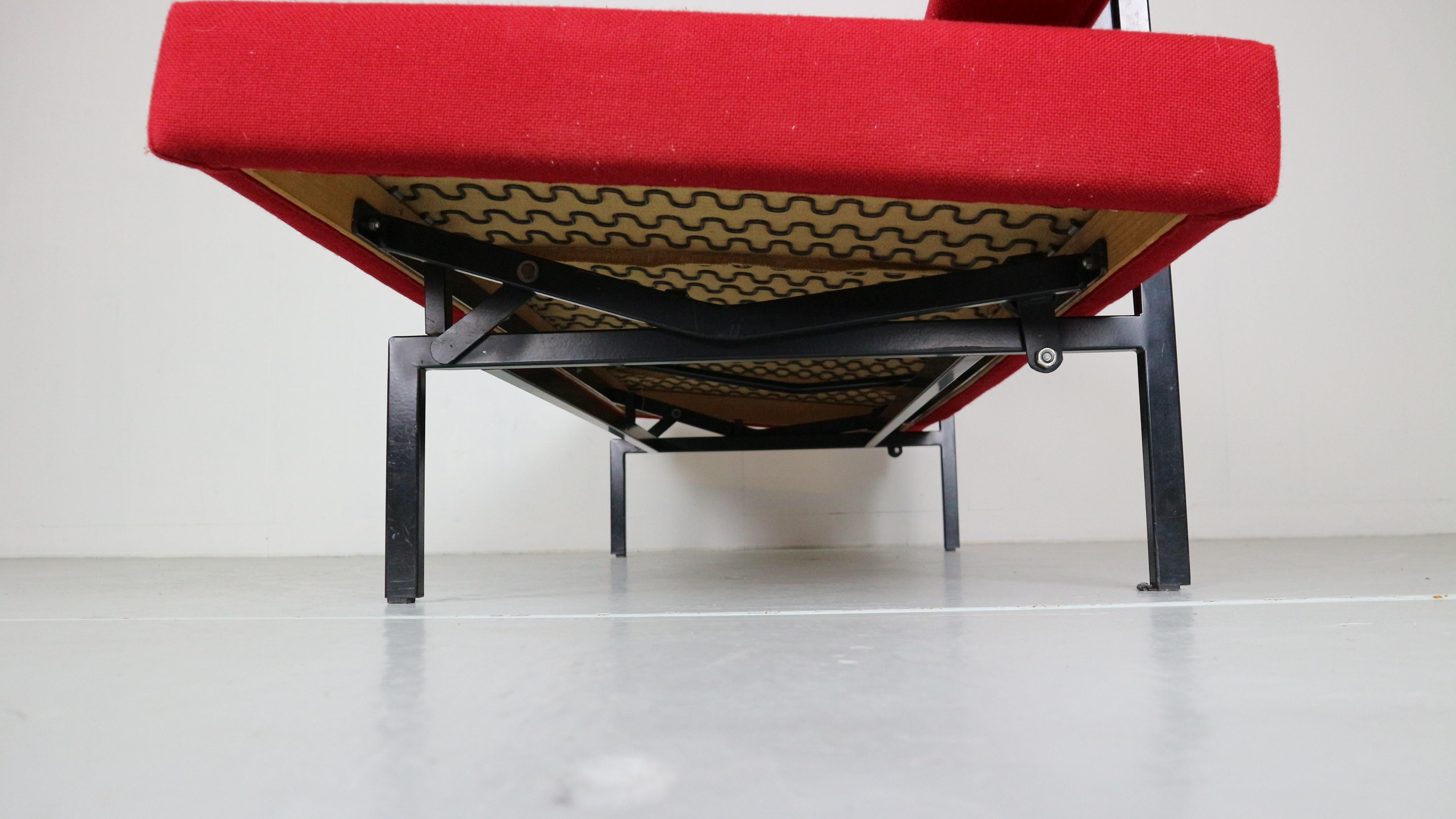 Gijs Van Der Sluis Rotes Sleeper Sofa-Tagesbett Modell 540, 1961 5